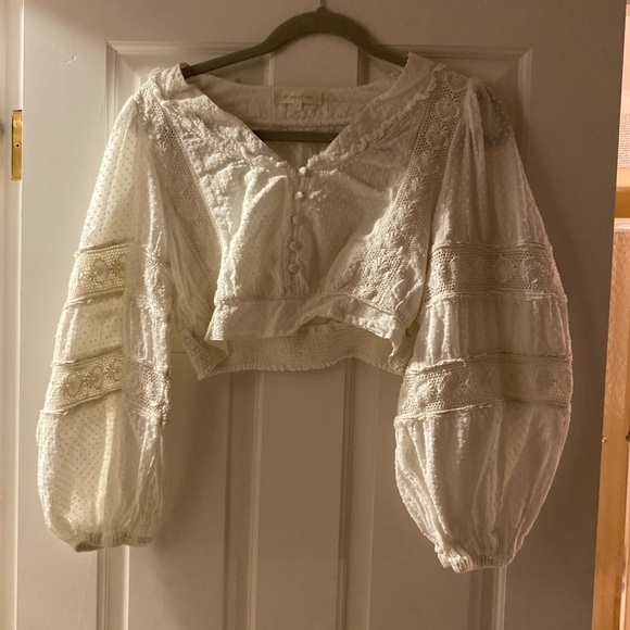 LoveShackFancy white Lace Blouse size 4 - Picture 3 of 6